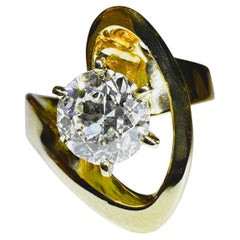 Anello di fidanzamento con diamante da 1,52 carati in oro giallo 14k su misura con stima