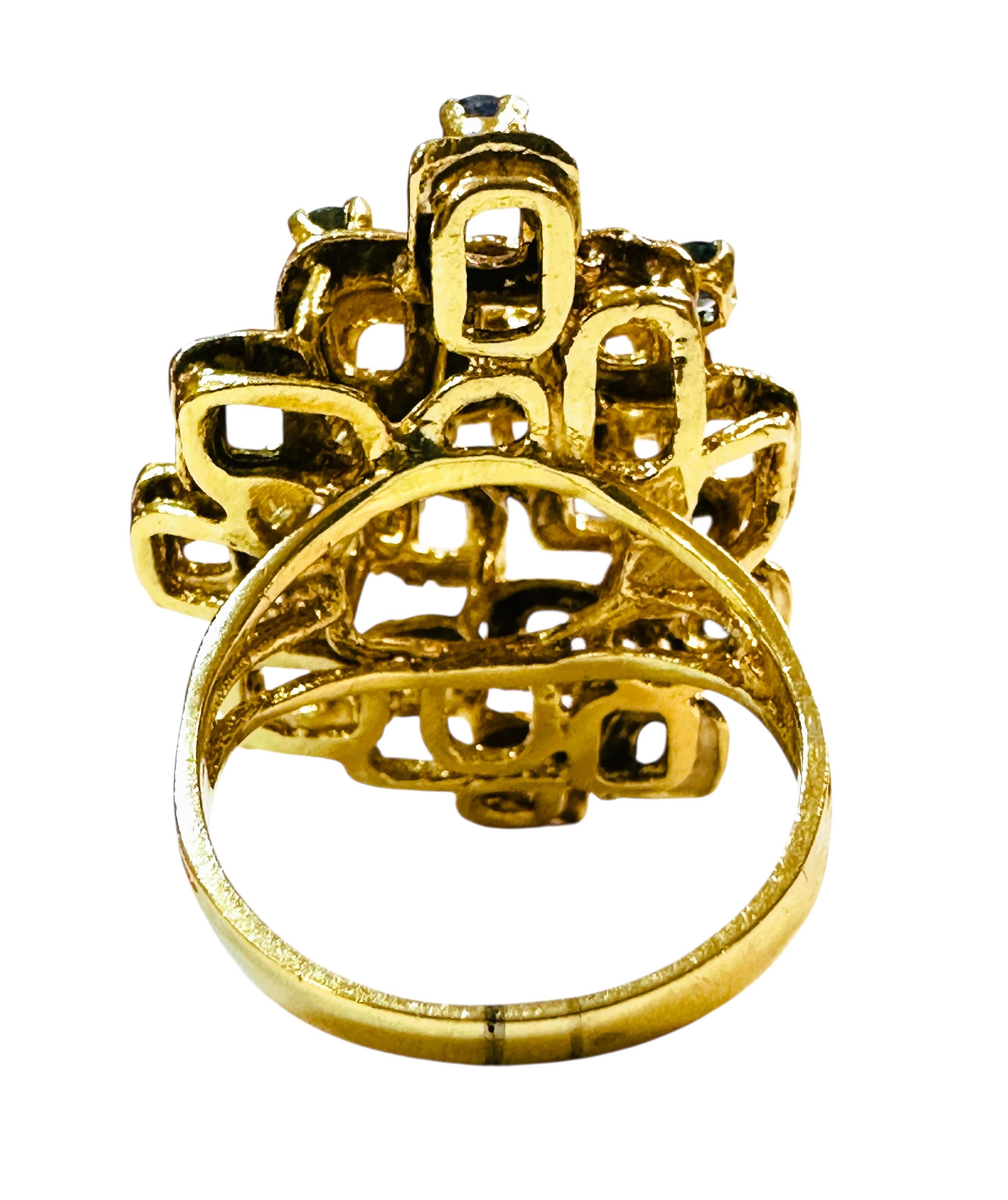 CUSTOM MADE Or jaune 14k .24 Carat Rubis et Diamant Bague Moderniste Brutaliste en vente 9