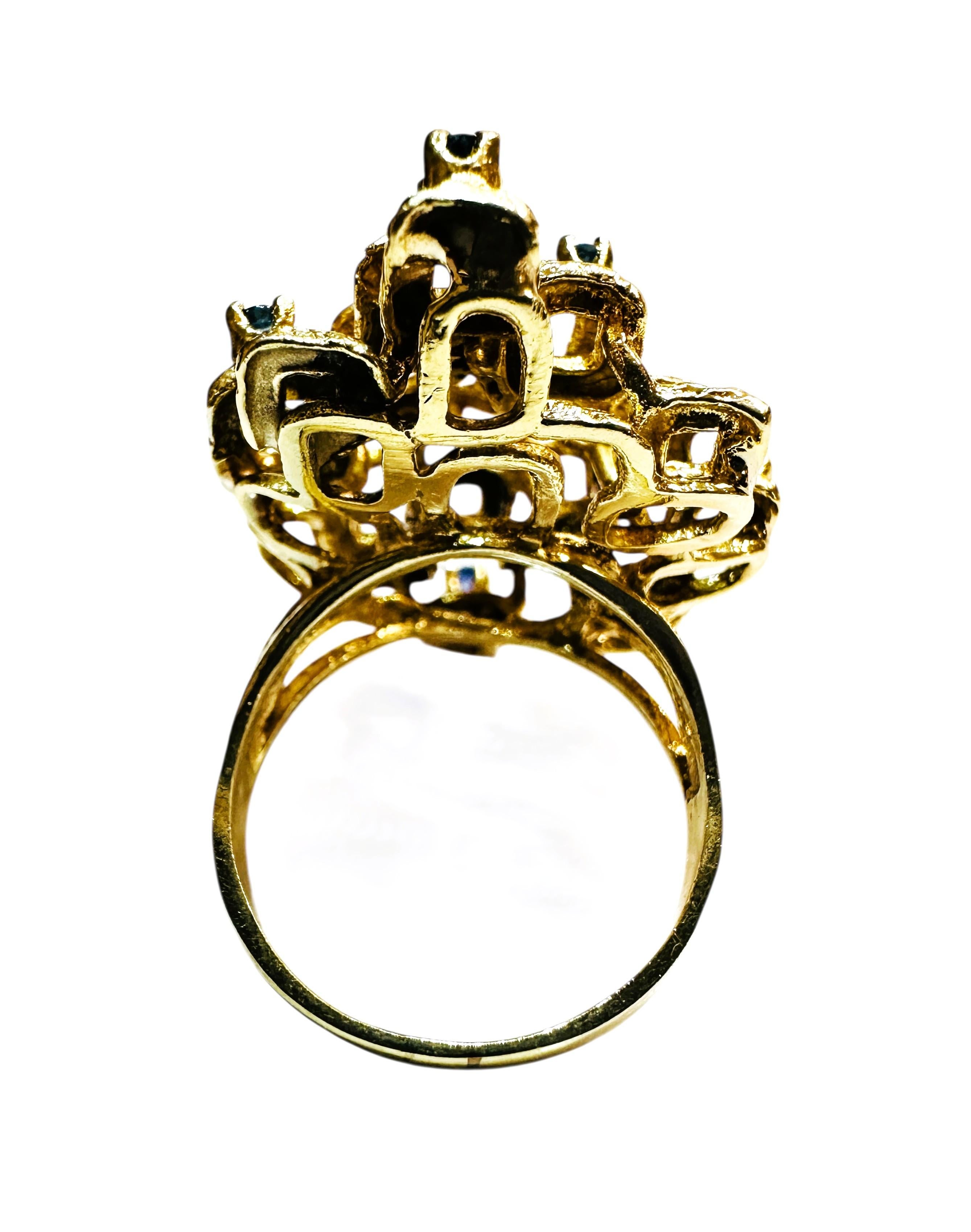 CUSTOM MADE Or jaune 14k .24 Carat Rubis et Diamant Bague Moderniste Brutaliste en vente 1
