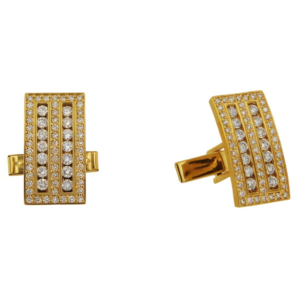 Custom Made 14k Yellow Gold Diamond Cufflinks