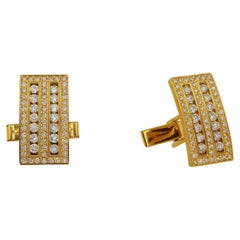 Custom Made 14k Yellow Gold Diamond Cufflinks