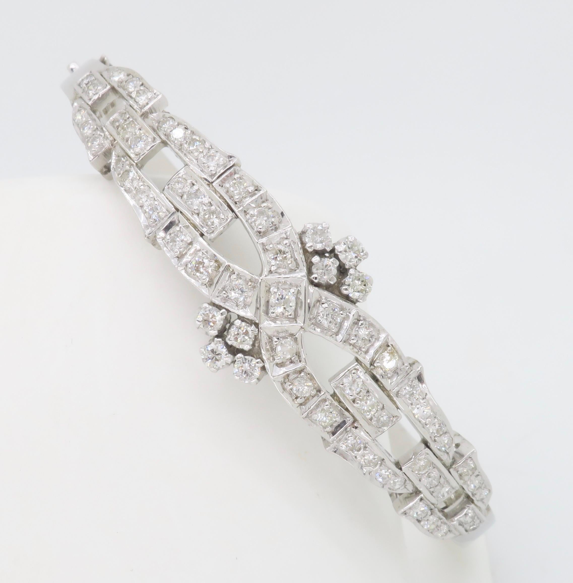 Taille ronde Bracelet en diamant sur mesure 1,60CTW en vente