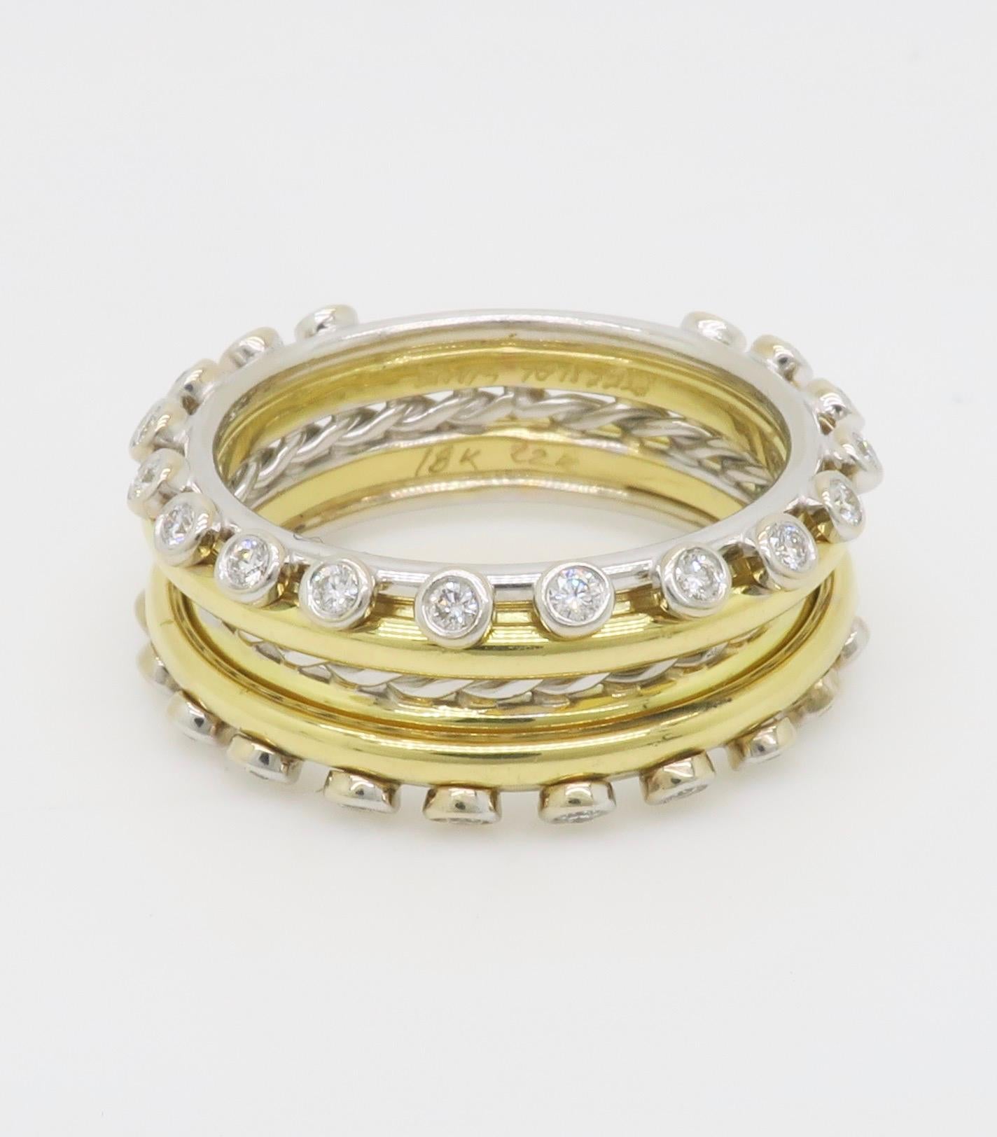 Maßgefertigter 18k & 22k Diamantring mit Lünettenfassung im Angebot 5