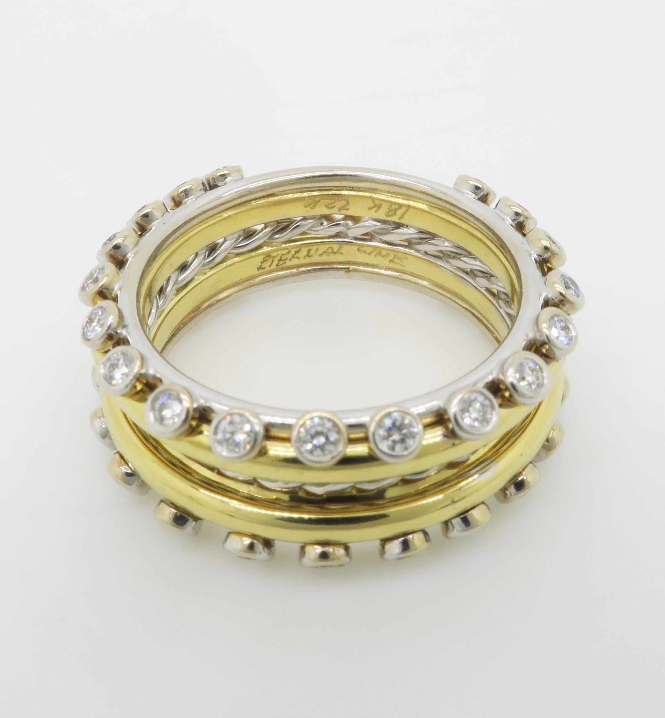 Maßgefertigter 18k & 22k Diamantring mit Lünettenfassung im Angebot 6