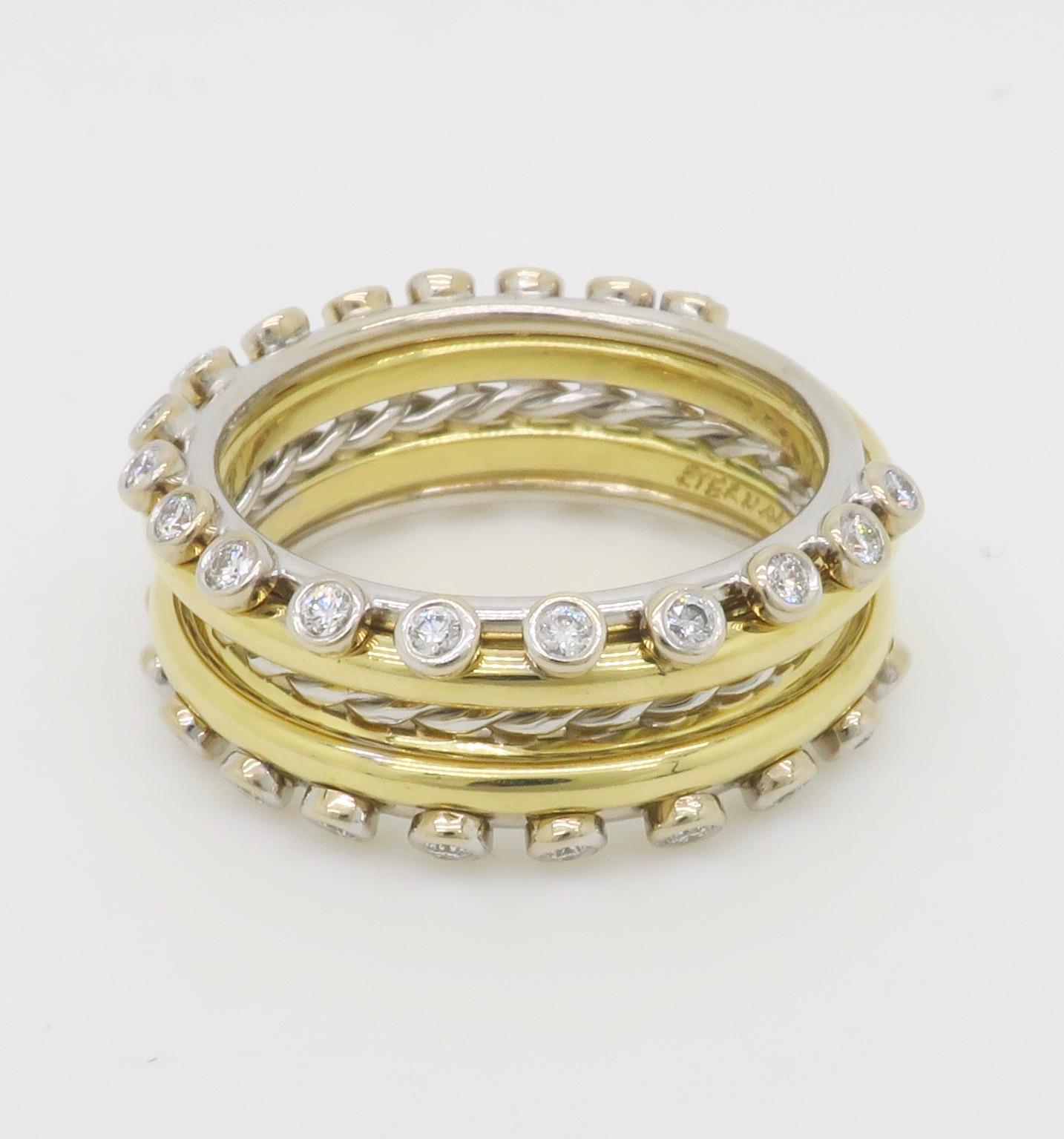 Maßgefertigter 18k & 22k Diamantring mit Lünettenfassung im Angebot 8