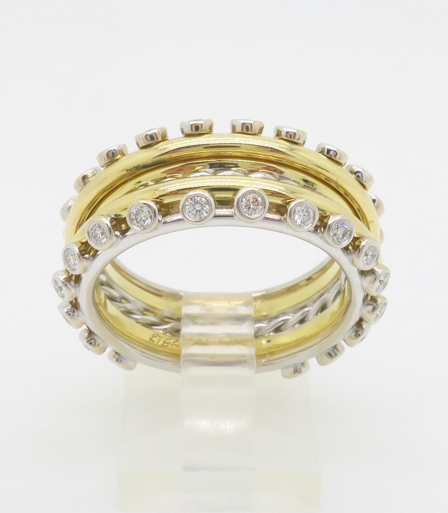 Maßgefertigter 18k & 22k Diamantring mit Lünettenfassung im Angebot 11
