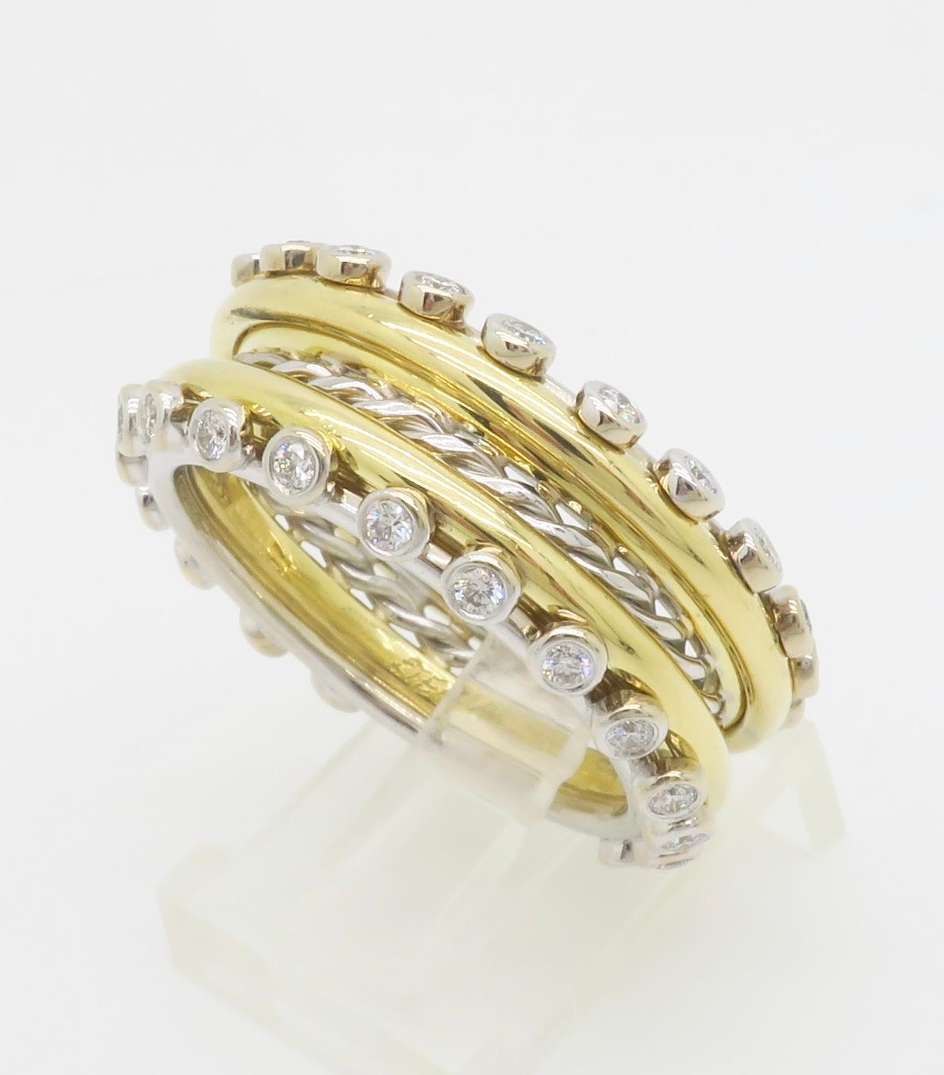 Maßgefertigter 18k & 22k Diamantring mit Lünettenfassung im Angebot 12