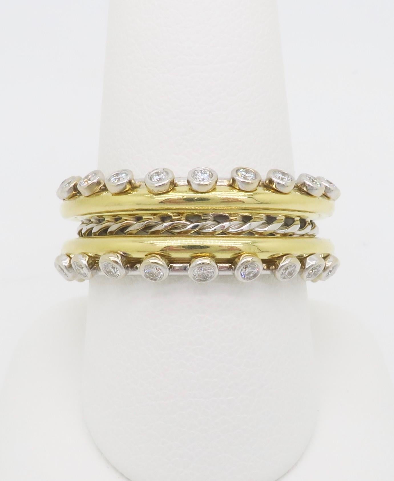 Maßgefertigter 18k & 22k Diamantring mit Lünettenfassung im Zustand „Neu“ im Angebot in Webster, NY