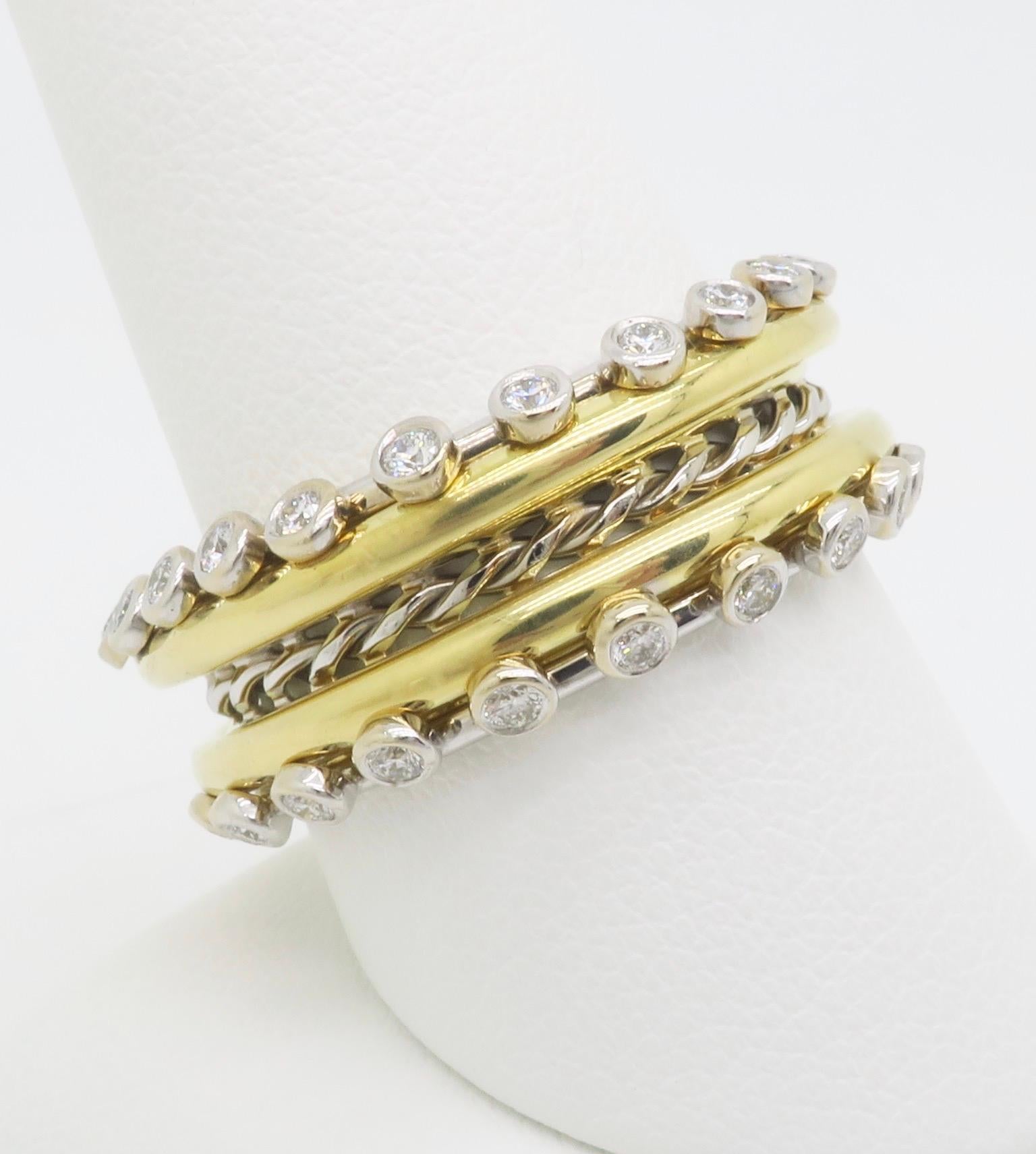 Maßgefertigter 18k & 22k Diamantring mit Lünettenfassung im Angebot 1