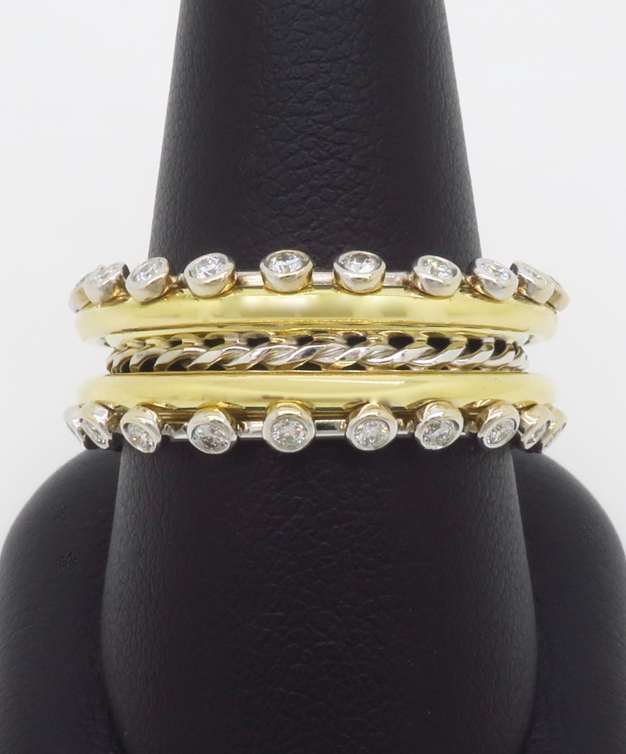 Maßgefertigter 18k & 22k Diamantring mit Lünettenfassung im Angebot 2
