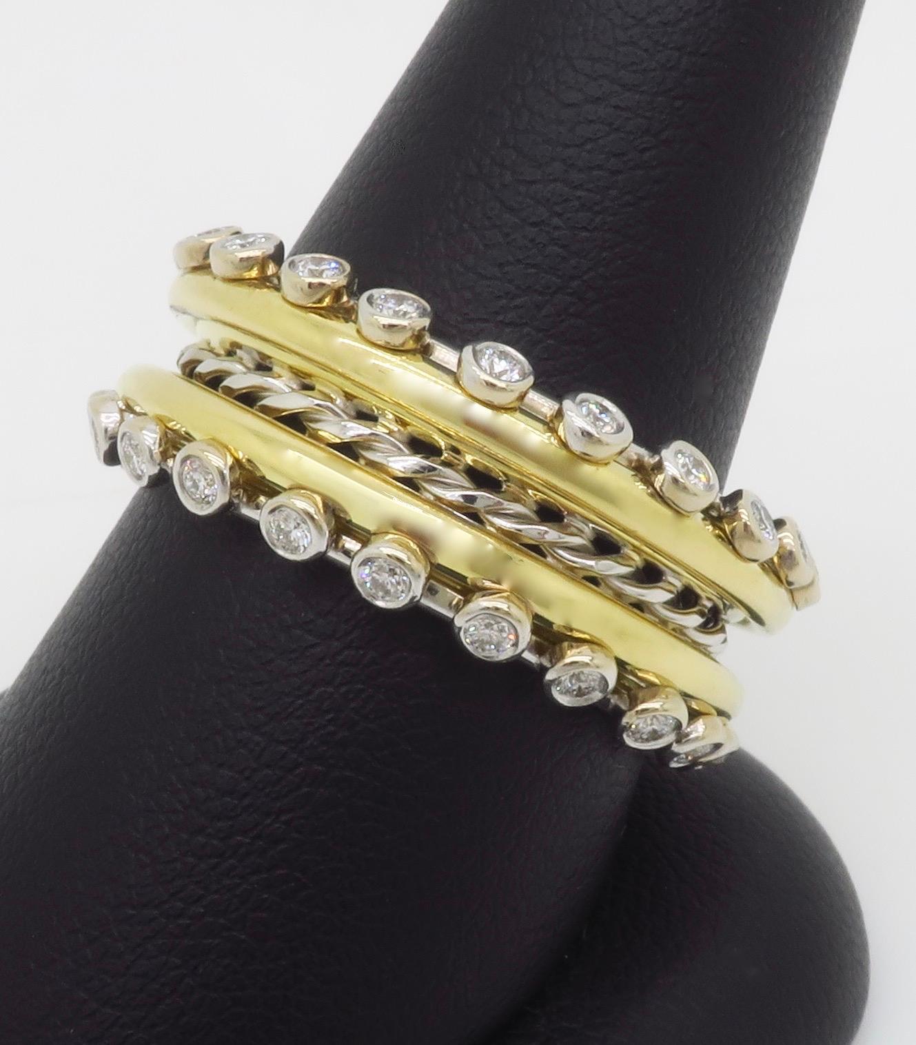 Maßgefertigter 18k & 22k Diamantring mit Lünettenfassung im Angebot 3