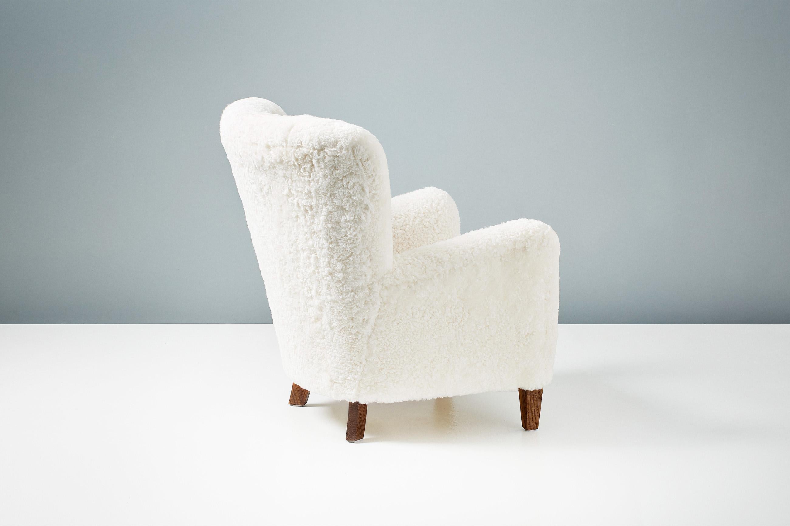 Custom Made 1940s Sheepskin Lounge Chair For Sale 1