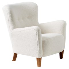 Custom Made 1940s Style Boucle Lounge Chair