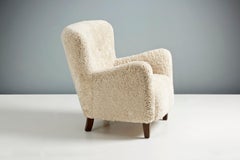 Custom Made 1940s Style Sheepskin Ryo Lounge Chair by Dagmar