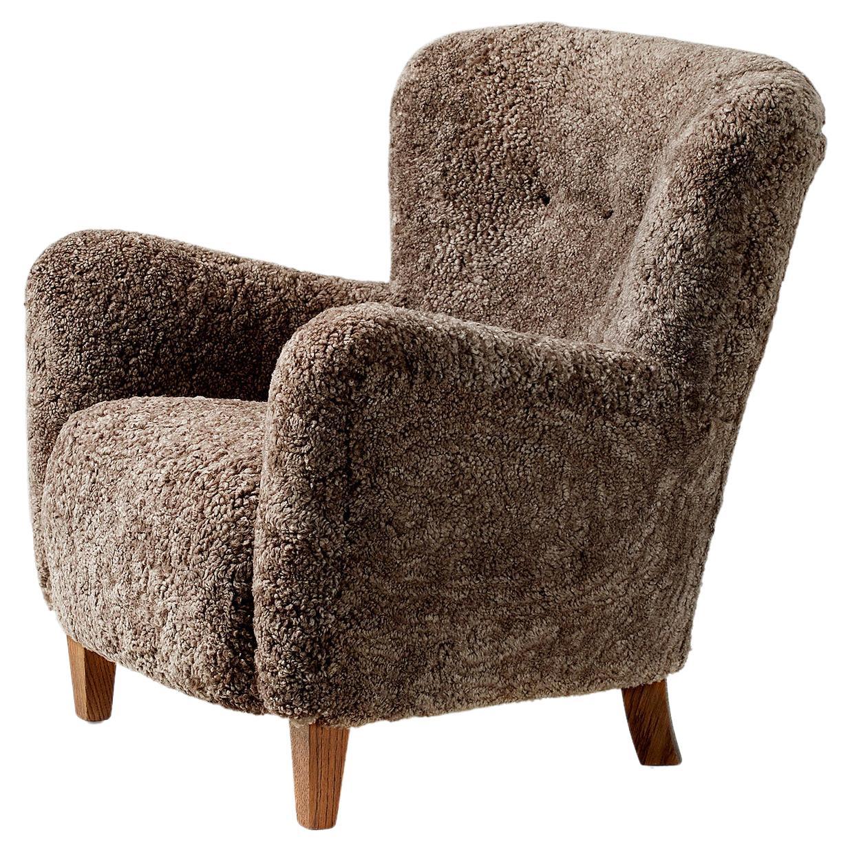 Custom Made 1940s Style Sheepskin Lounge Chair