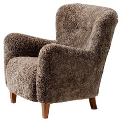 Custom Made 1940s Style Sheepskin Lounge Chair