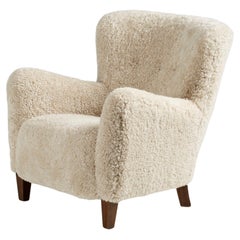 Custom Made 1940s Style Sheepskin Lounge Chair