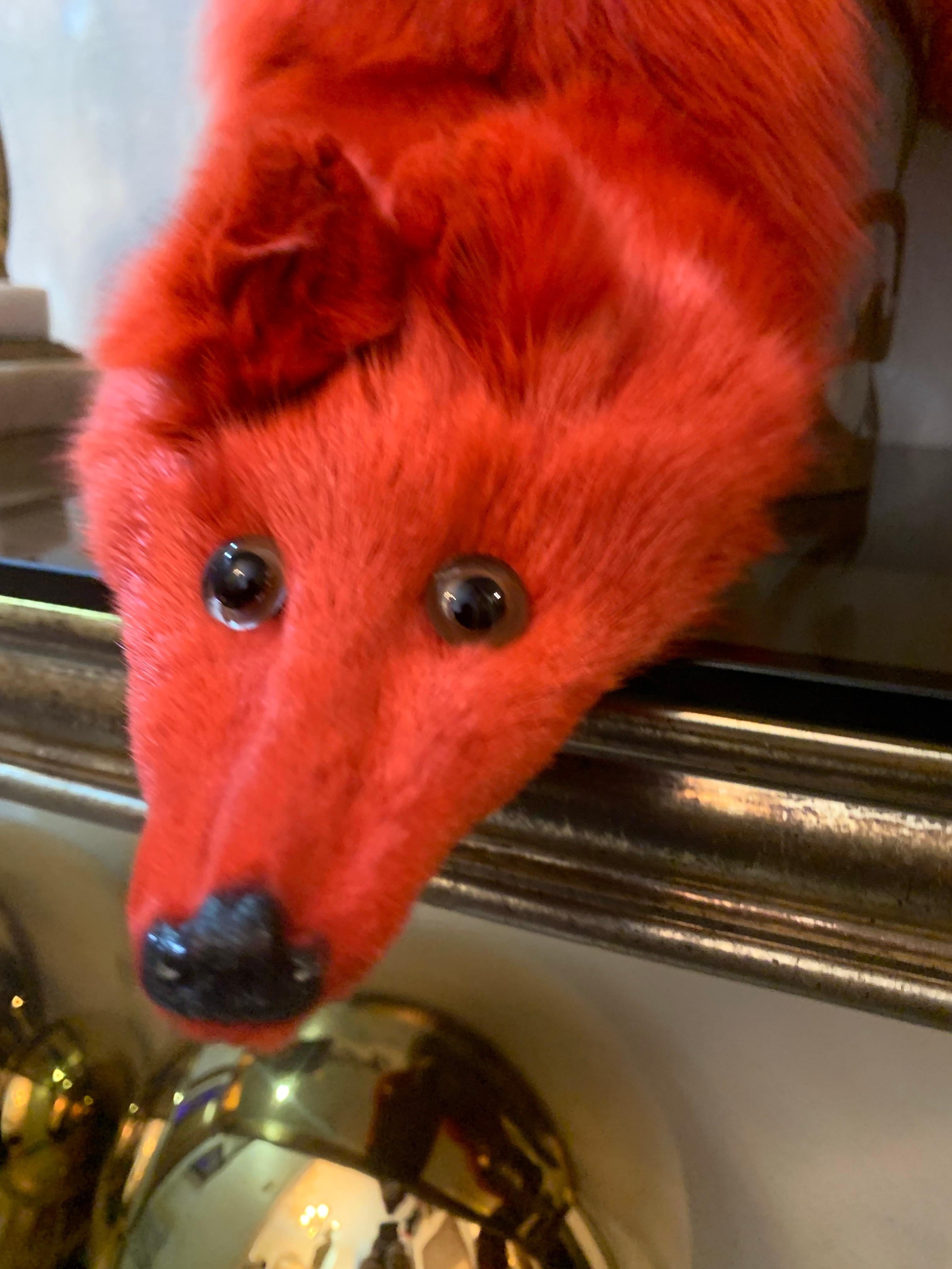 Custom-Made 1990s Valentino Large Red Dyed Full-Body Fox Fur Fling For Sale 7