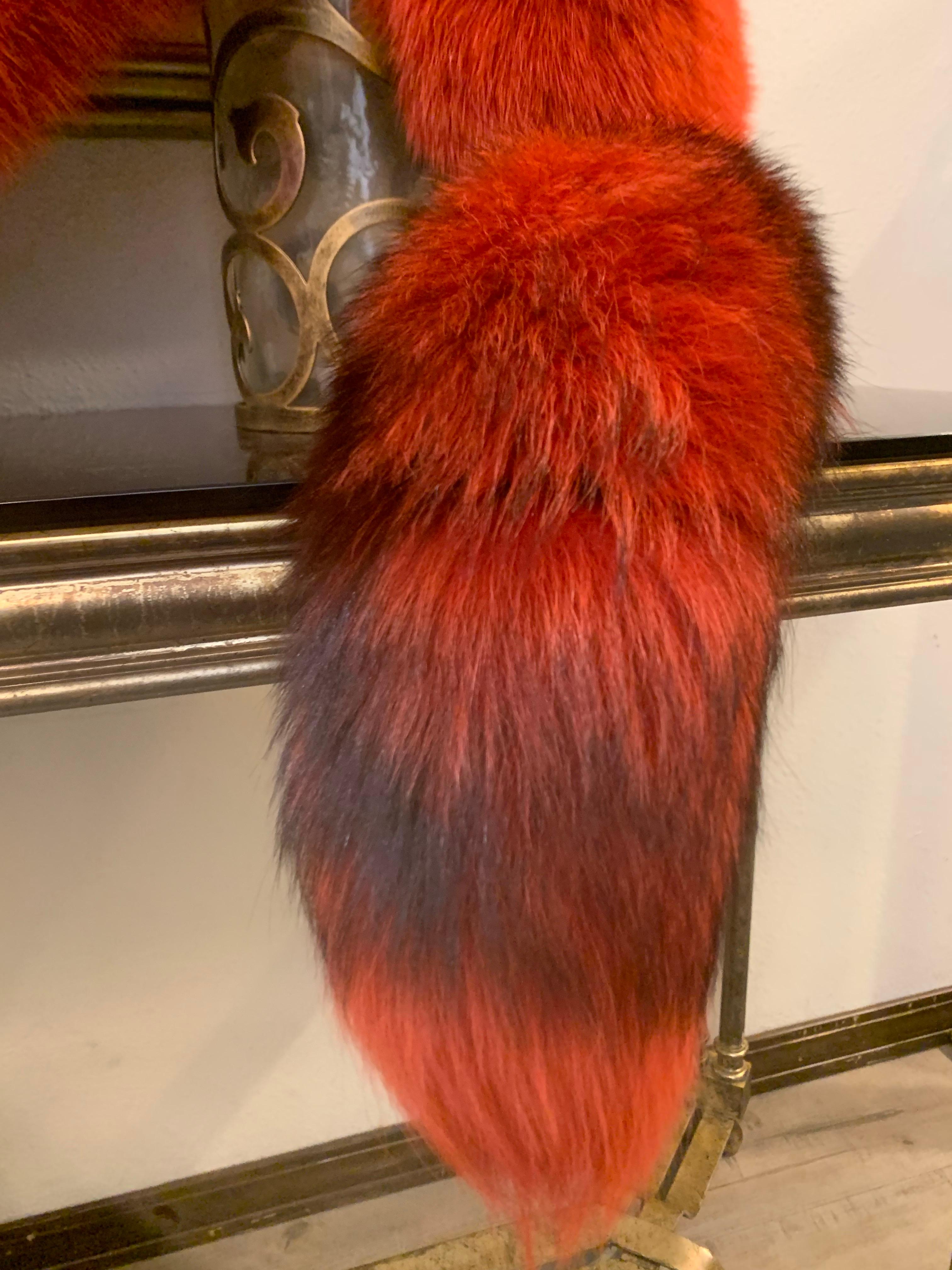 Custom-Made 1990s Valentino Large Red Dyed Full-Body Fox Fur Fling For Sale 5