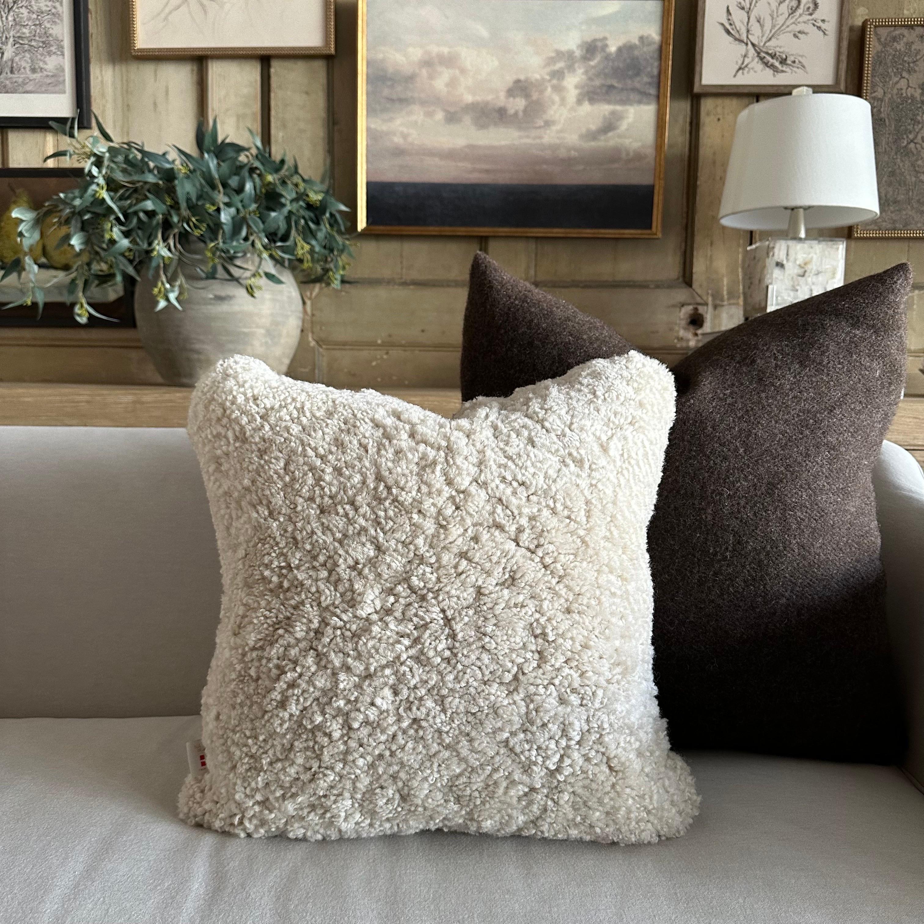 Custom Made 3 Color Sheep Wool Pillow with Down Insert For Sale 3