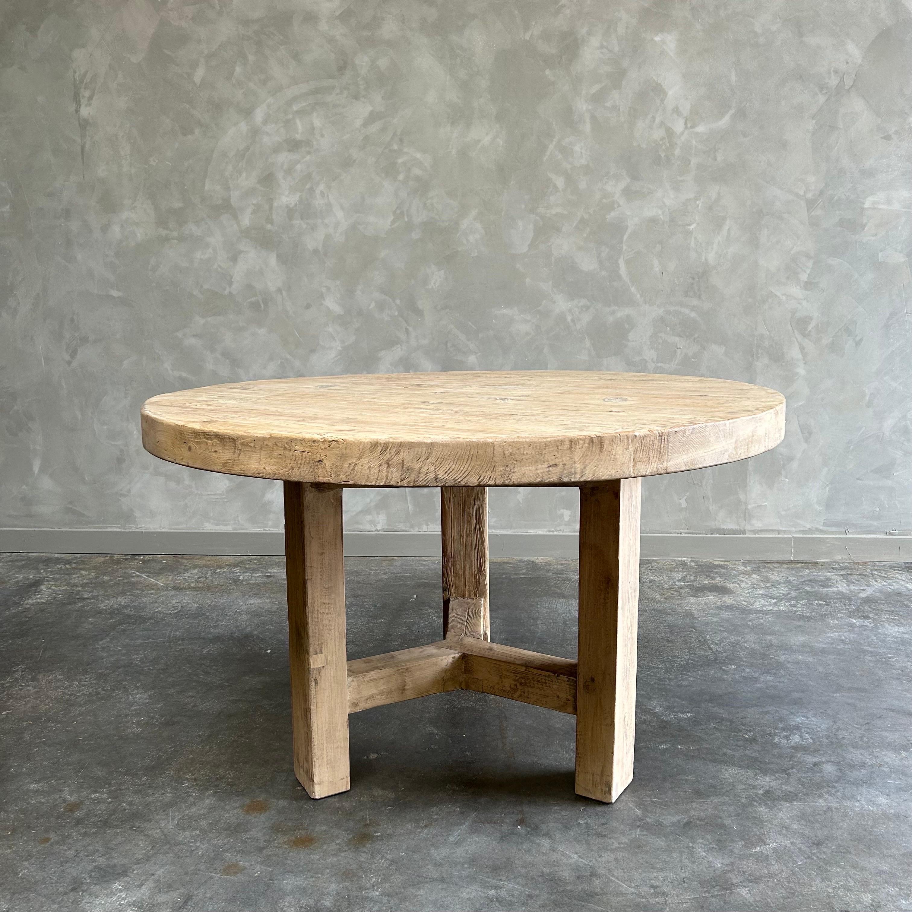 Bloom Home inc has over 2000 items in stock ready for immediate shipping, scroll down to view all of our items!
Size: 42” rd. x 30”h
Custom made for bloom home inc. these old elm timbers show in its most primal, natural form. The artisanal
