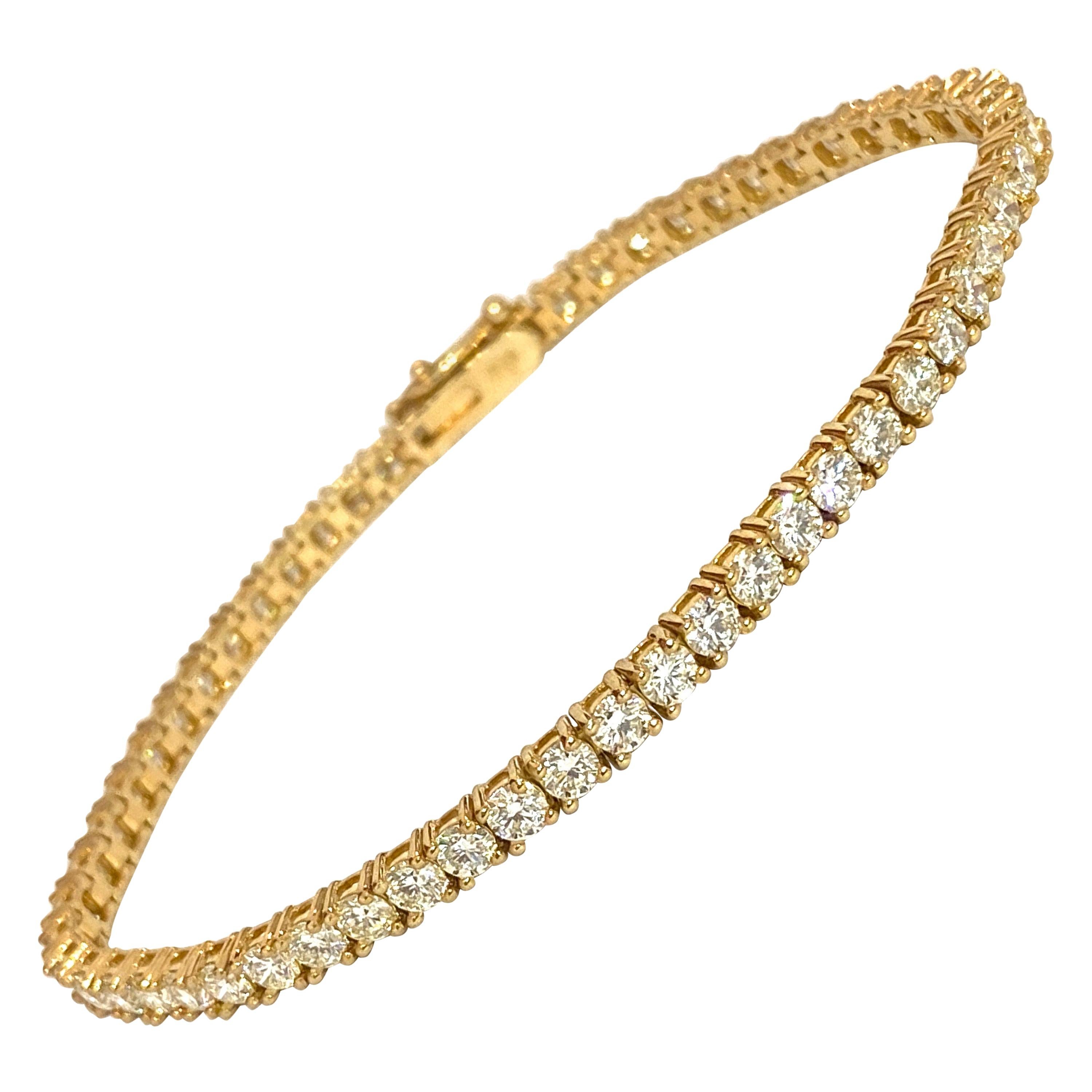 Custom Made 6.00 Carat Diamonds Unisex Tennis Bracelet VVS Diamonds 14K Gold