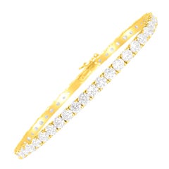 Custom Made 9.10 Carat VVS Diamond Tennis Bracelet 14 Karat Yellow Gold