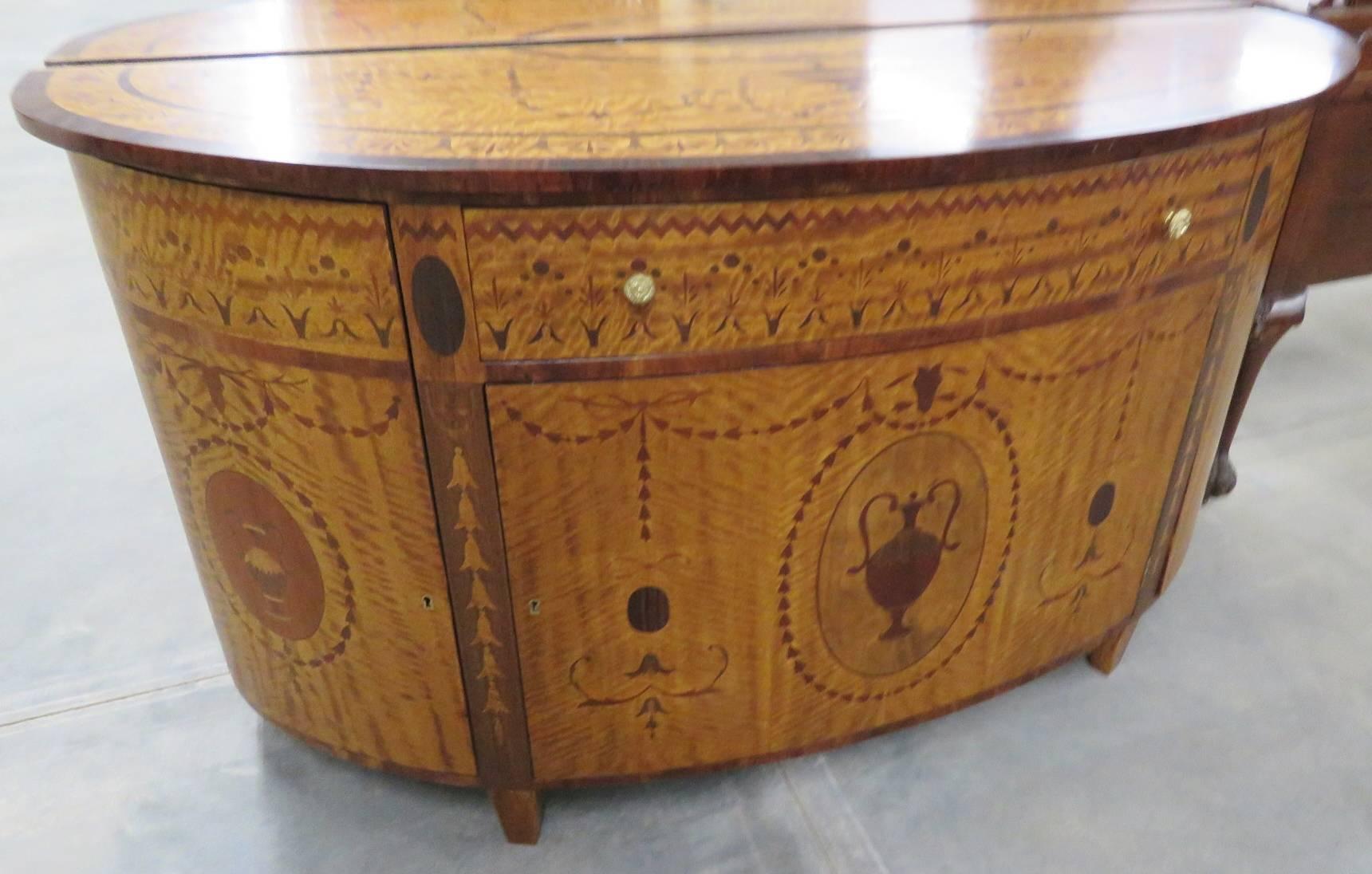 Custom-Made Adams Style Inlaid Demilune Commode In Good Condition In Swedesboro, NJ