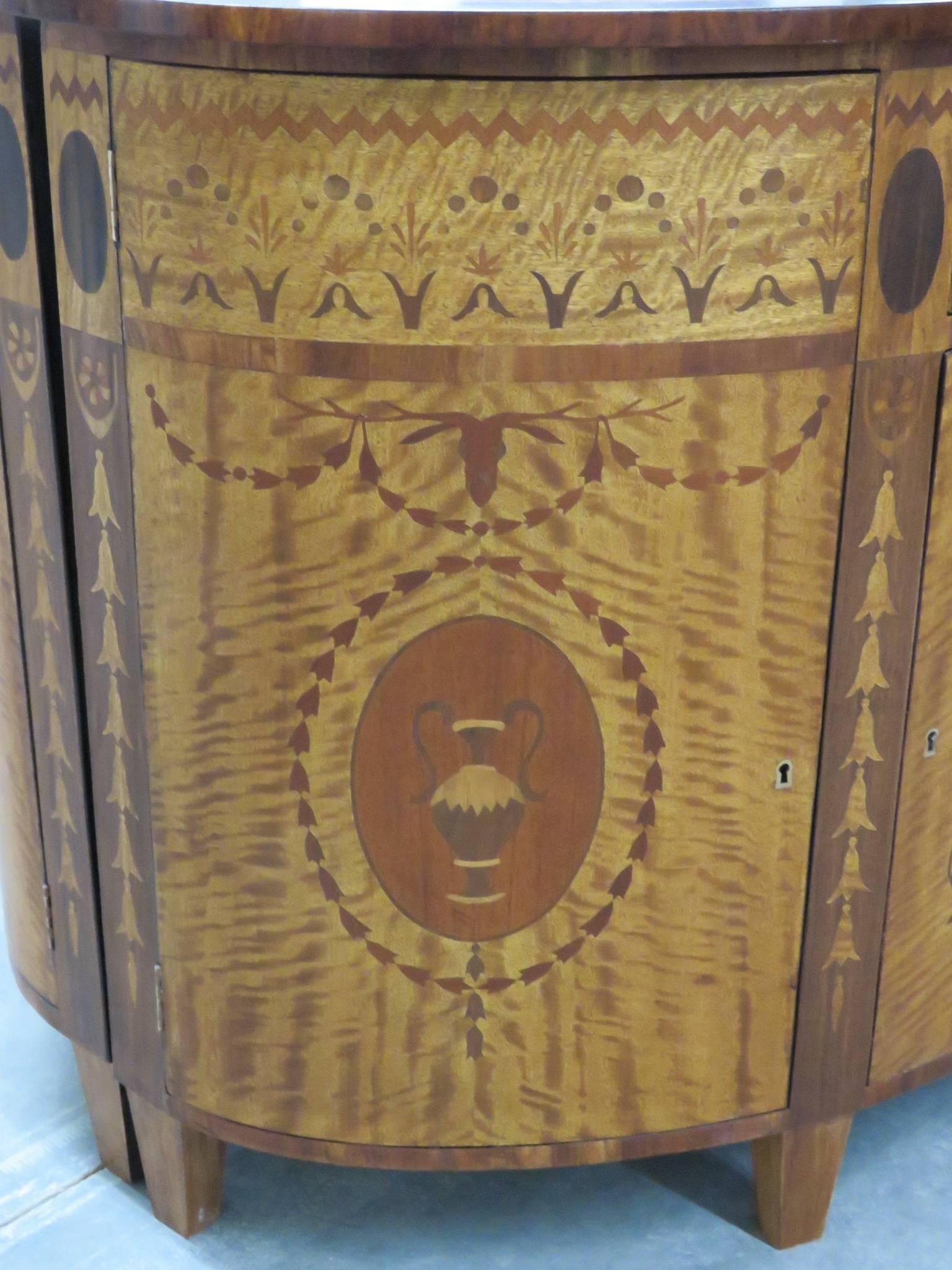 20th Century Custom-Made Adams Style Inlaid Demilune Commode