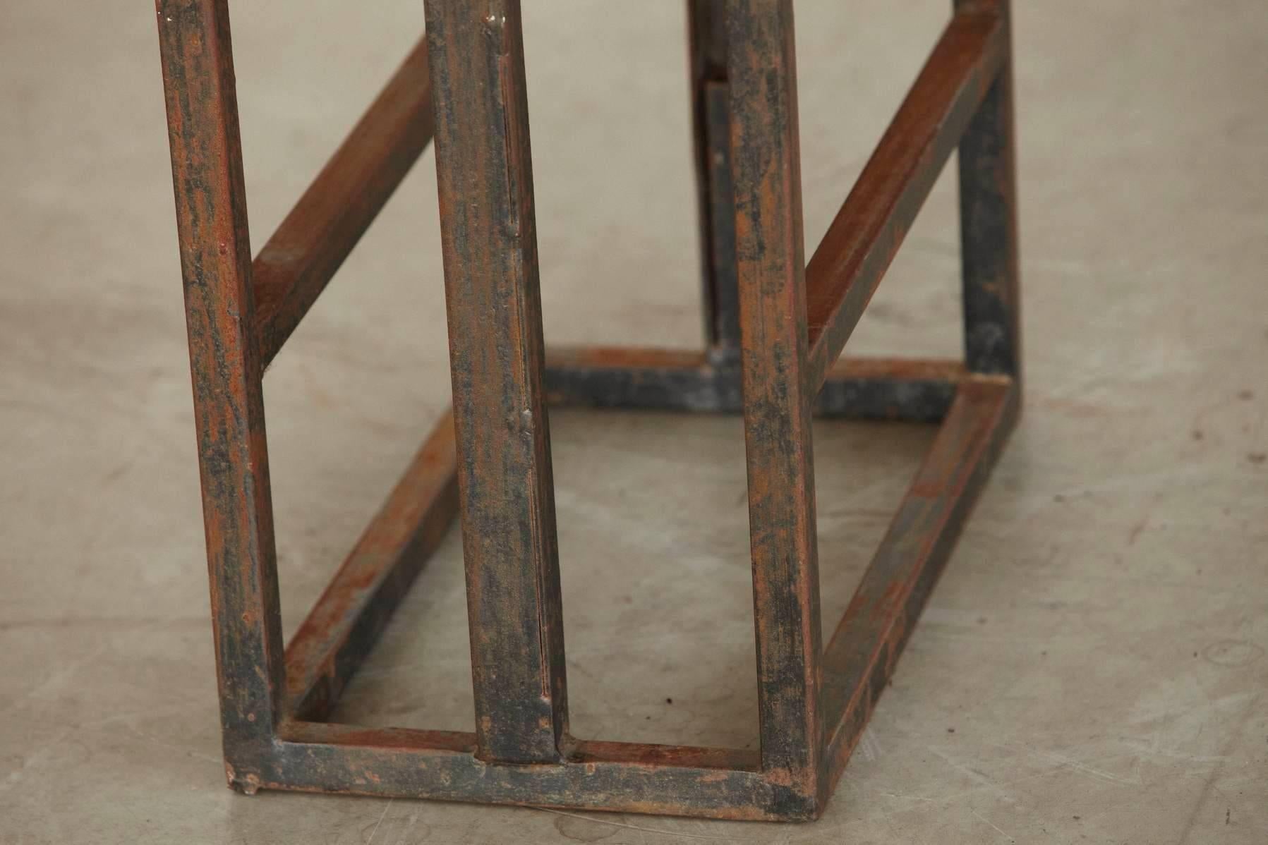 Custom-Made Adjustable Industrial Style Steel and Wood Plank Etagere For Sale 2