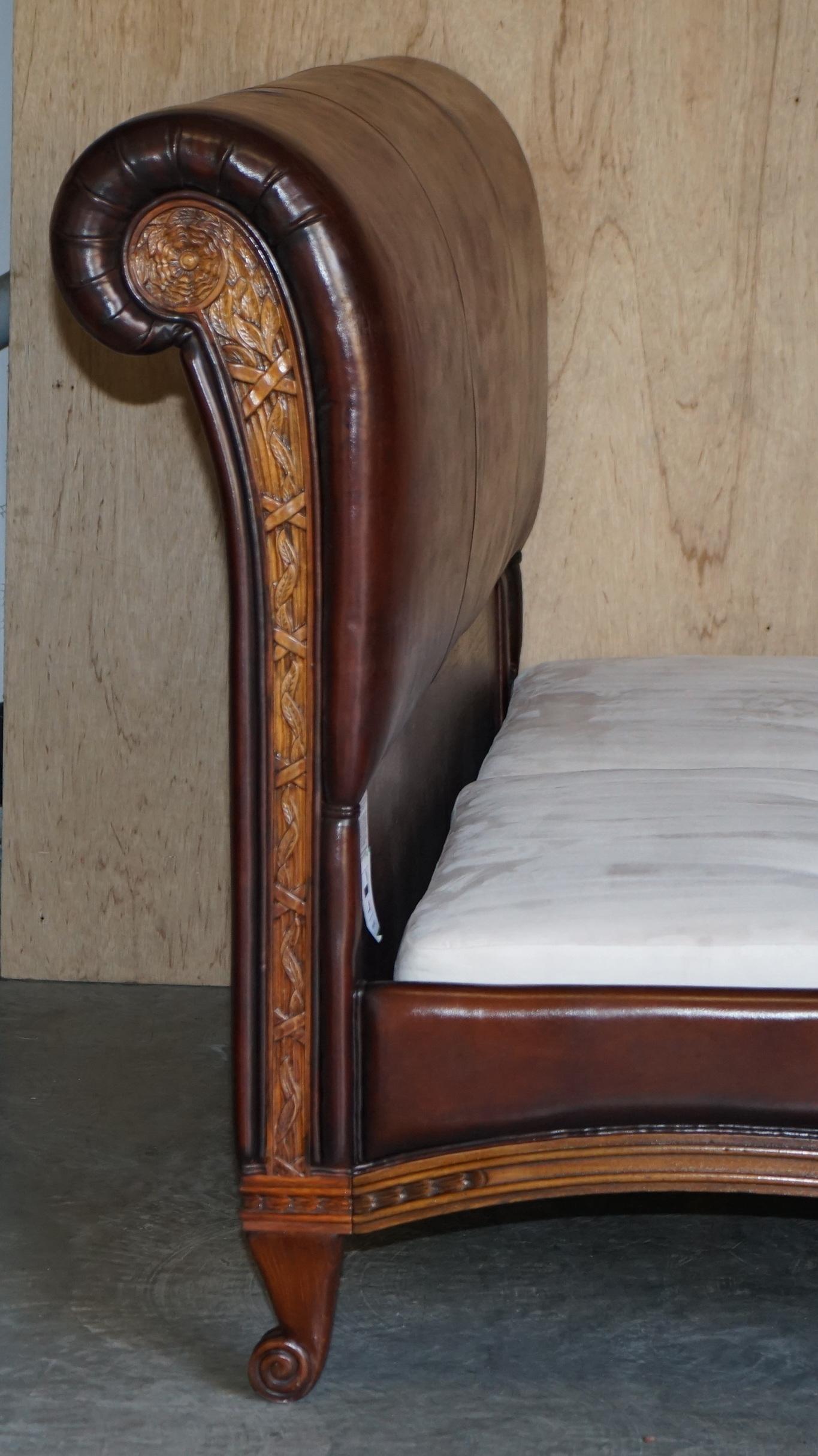 Custom Made and So to Bed Super King Size Hand Dyed Cigar Brown Leather Bed 3