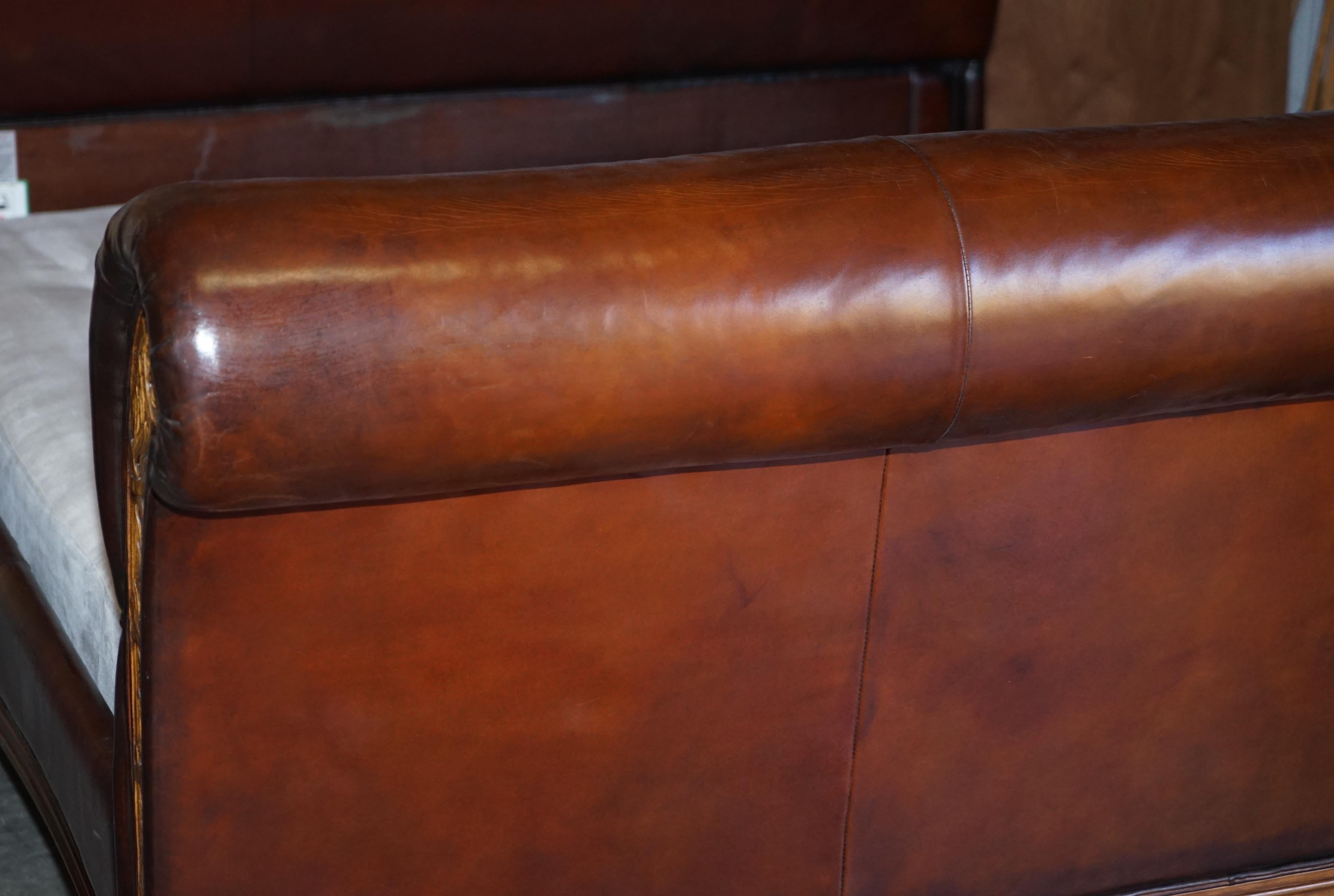 Art Deco Custom Made and So to Bed Super King Size Hand Dyed Cigar Brown Leather Bed