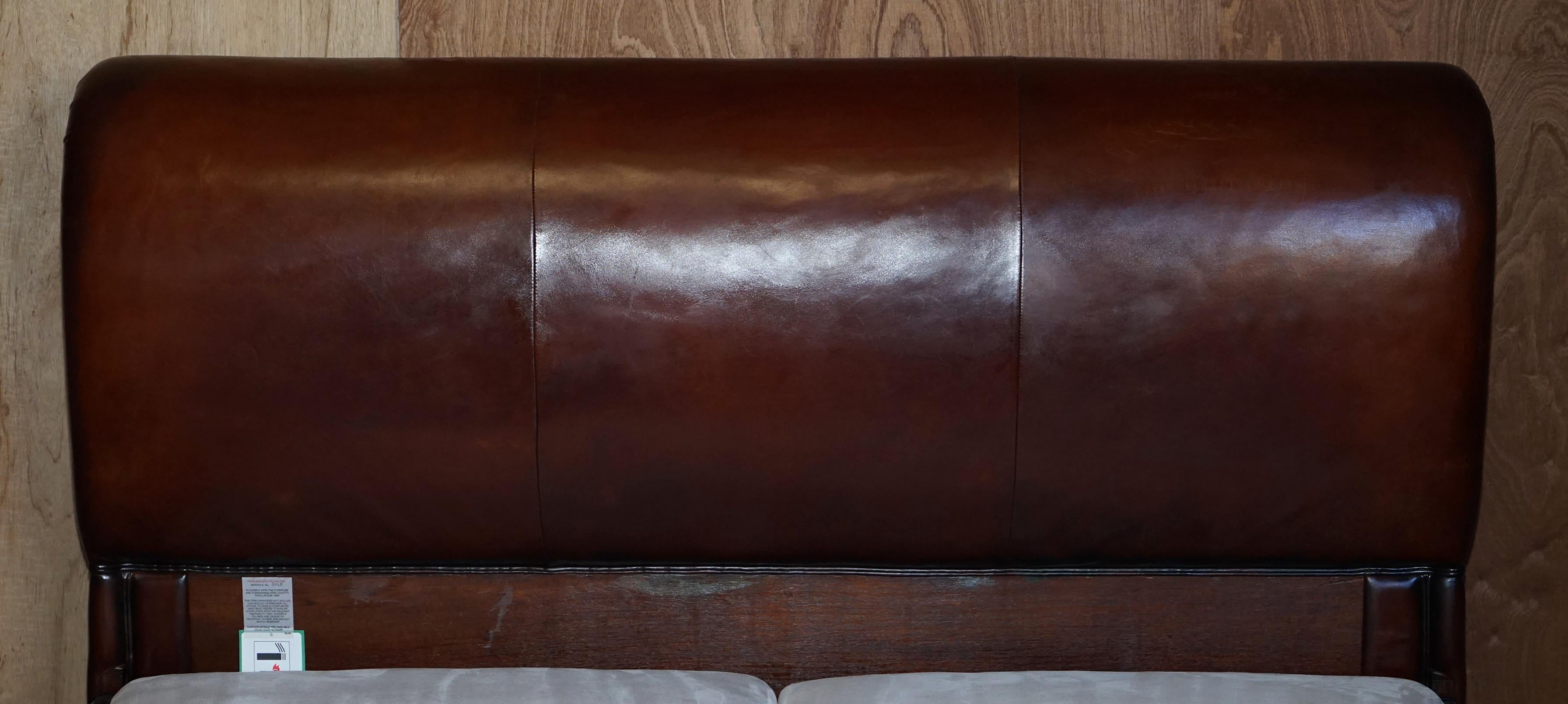 Hand-Crafted Custom Made and So to Bed Super King Size Hand Dyed Cigar Brown Leather Bed