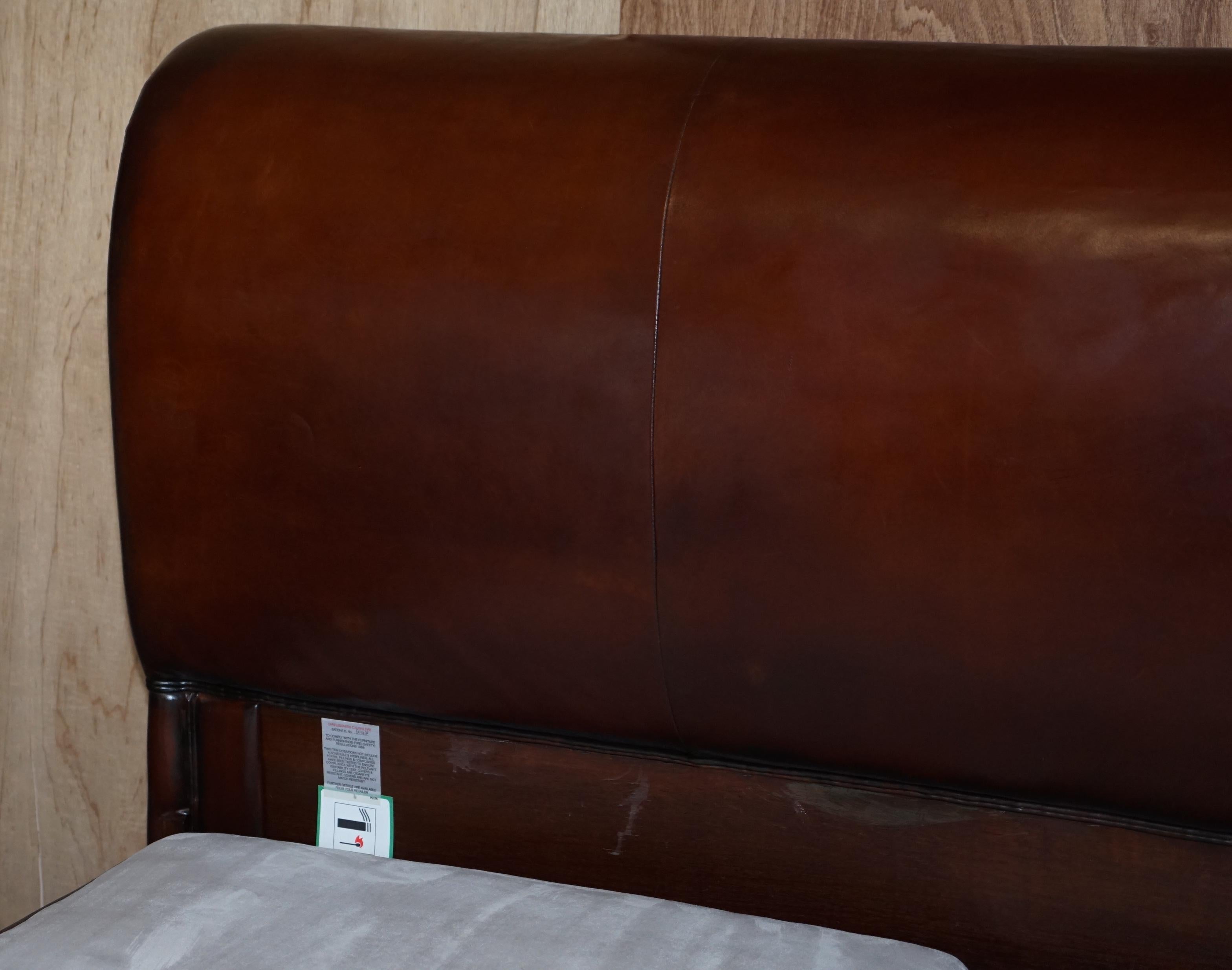 20th Century Custom Made and So to Bed Super King Size Hand Dyed Cigar Brown Leather Bed