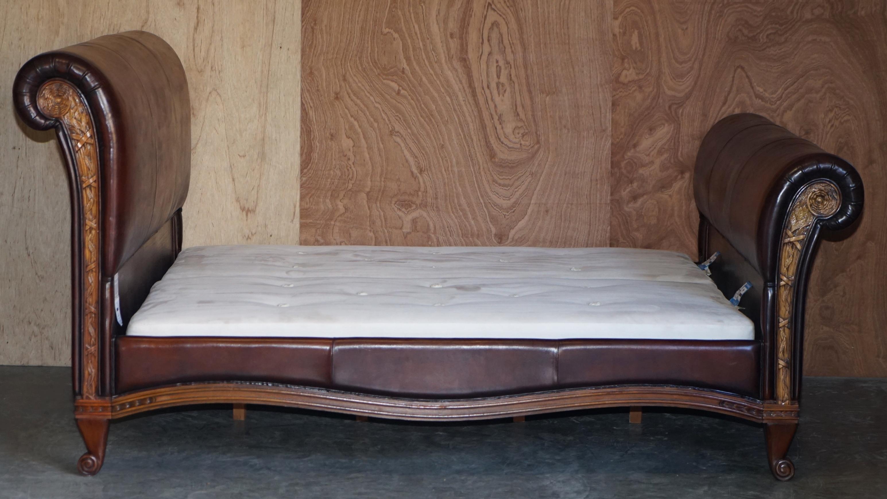 Custom Made and So to Bed Super King Size Hand Dyed Cigar Brown Leather Bed 2