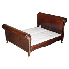 Custom Made and So to Bed Super King Size Hand Dyed Cigar Brown Leather Bed