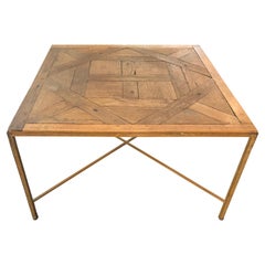 Custom Made Antique French Wood Parquet Floor Coffee Table