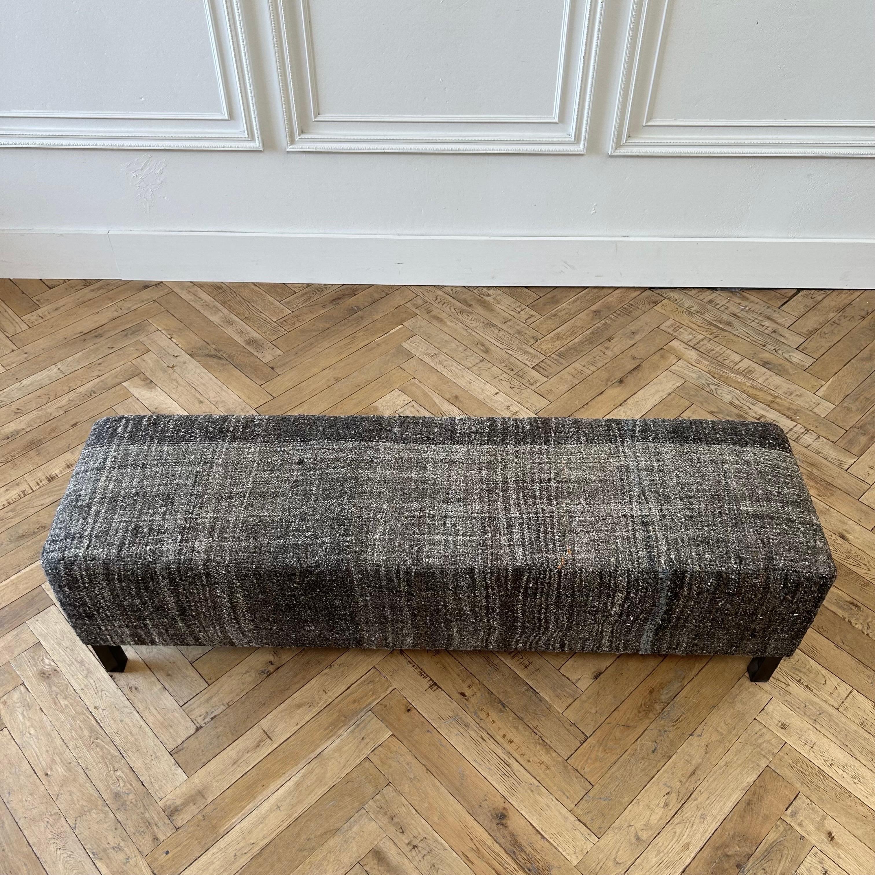 Custom Made Antique Turkish Rug Cocktail Ottoman For Sale 3