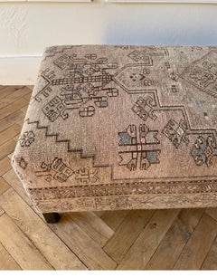 Custom Made Antique Turkish Rug Cocktail Ottoman
