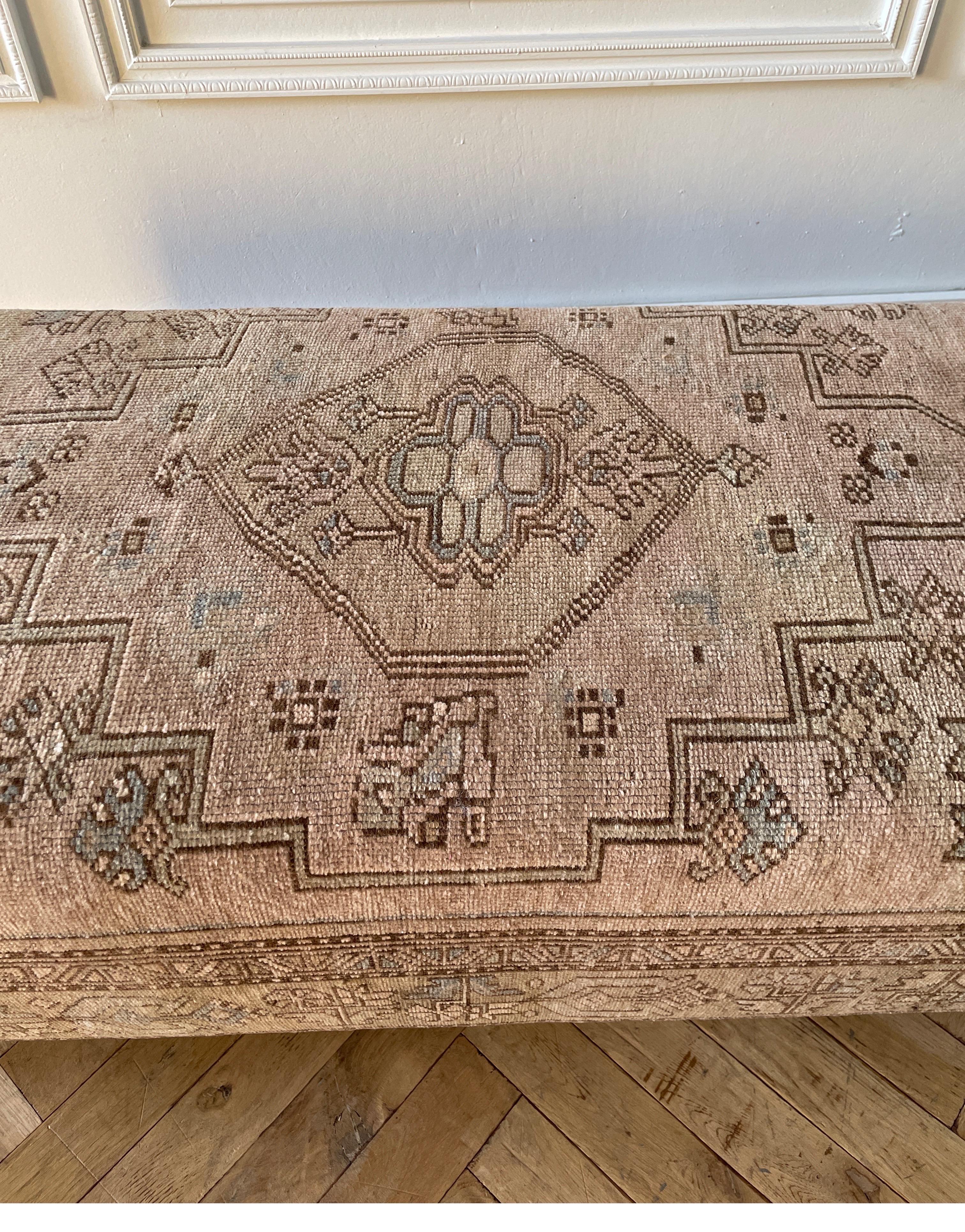 Modern Custom Made Antique Turkish Rug Cocktail Ottoman