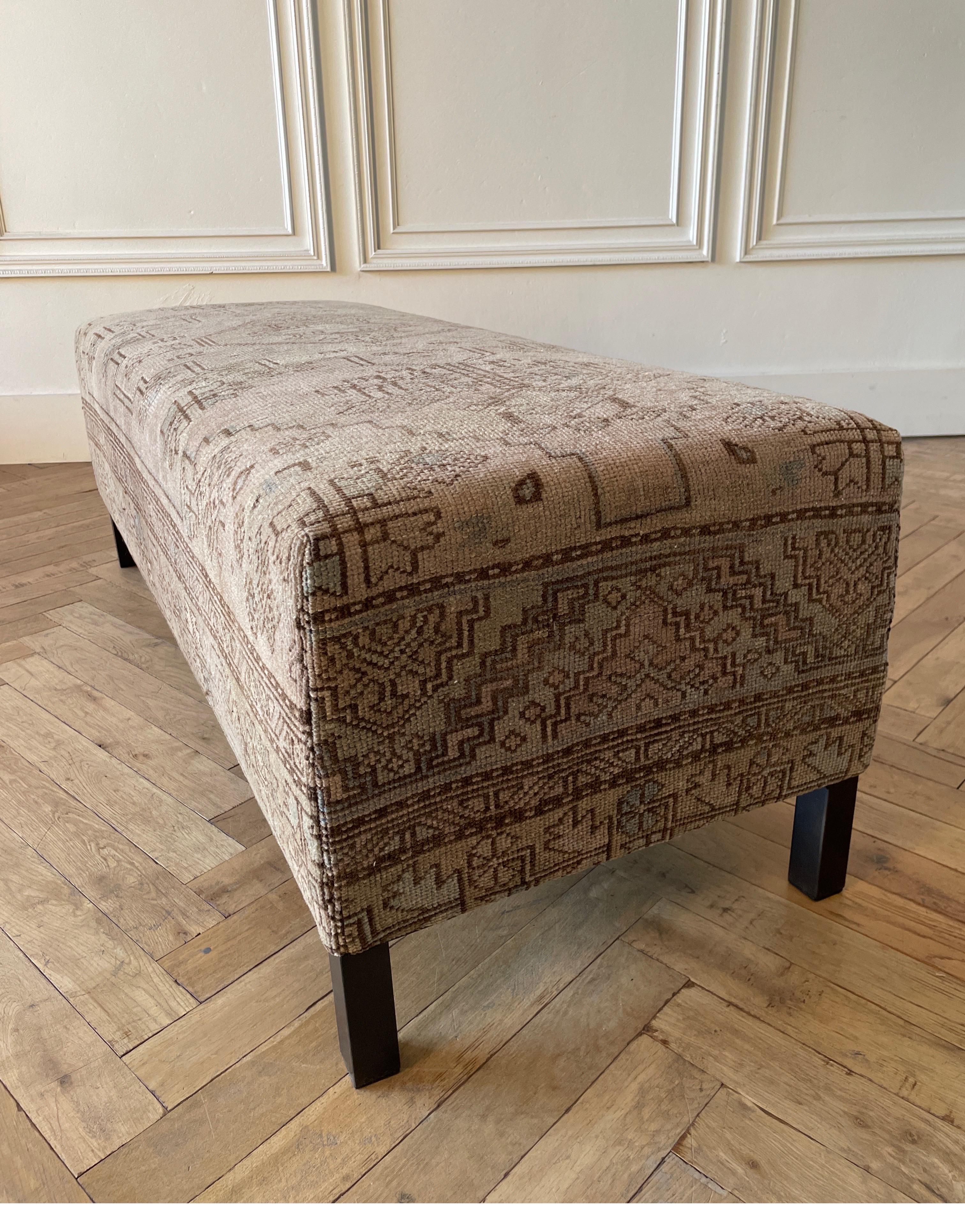 Custom Made Antique Turkish Rug Cocktail Ottoman In New Condition In Old Town Orange, CA