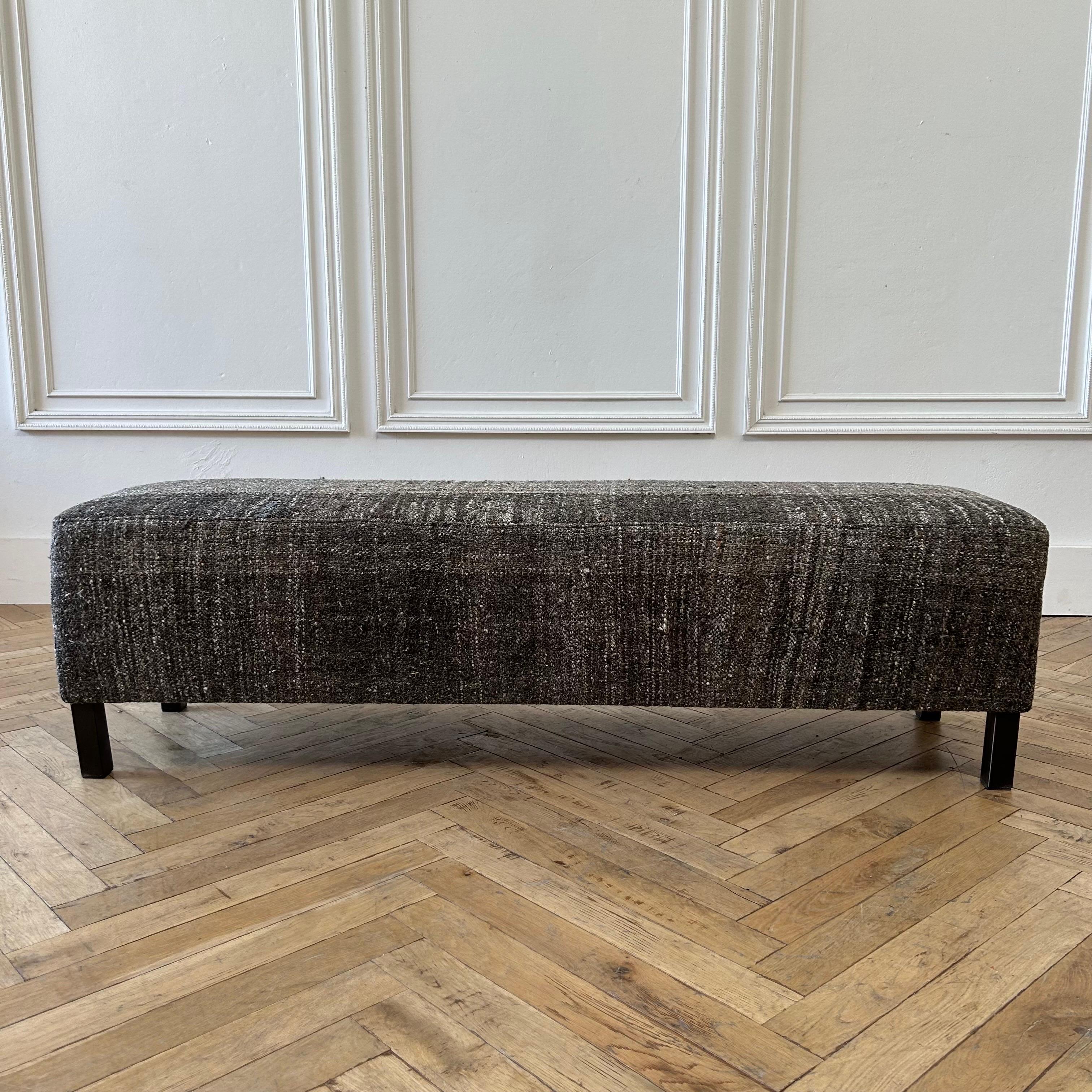 Contemporary Custom Made Antique Turkish Rug Cocktail Ottoman For Sale
