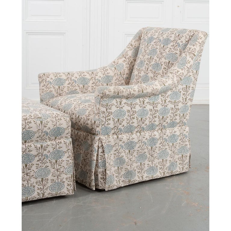 Custom Made Arm Chair and Ottoman For Sale at 1stDibs