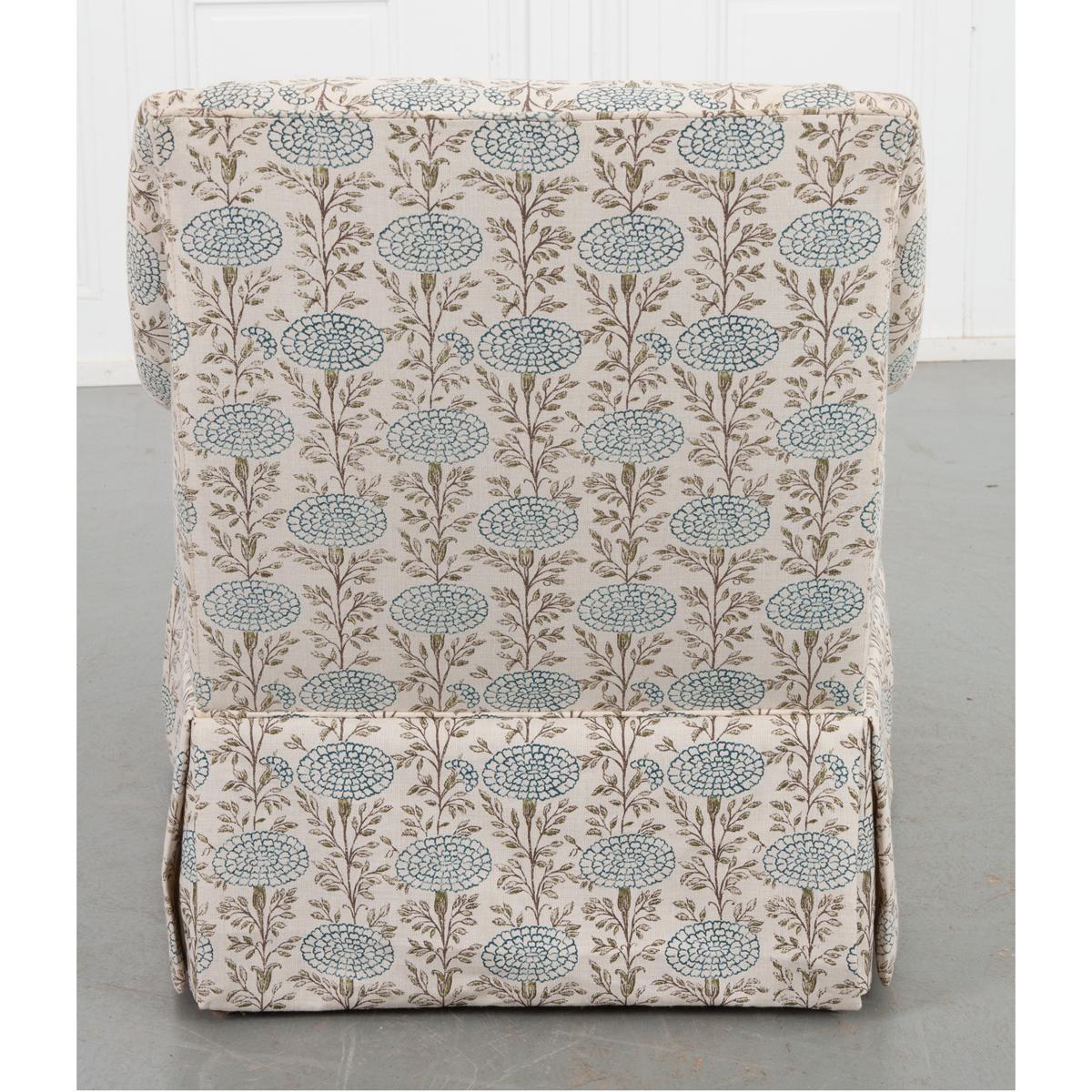 French Custom Made Arm Chair & Ottoman