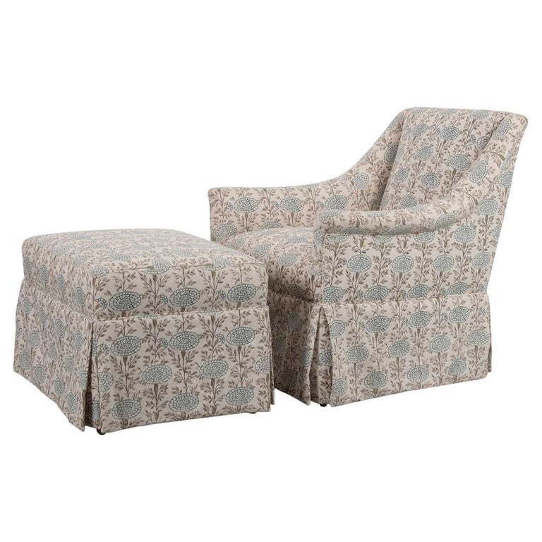 Custom Made Arm Chair and Ottoman For Sale at 1stDibs