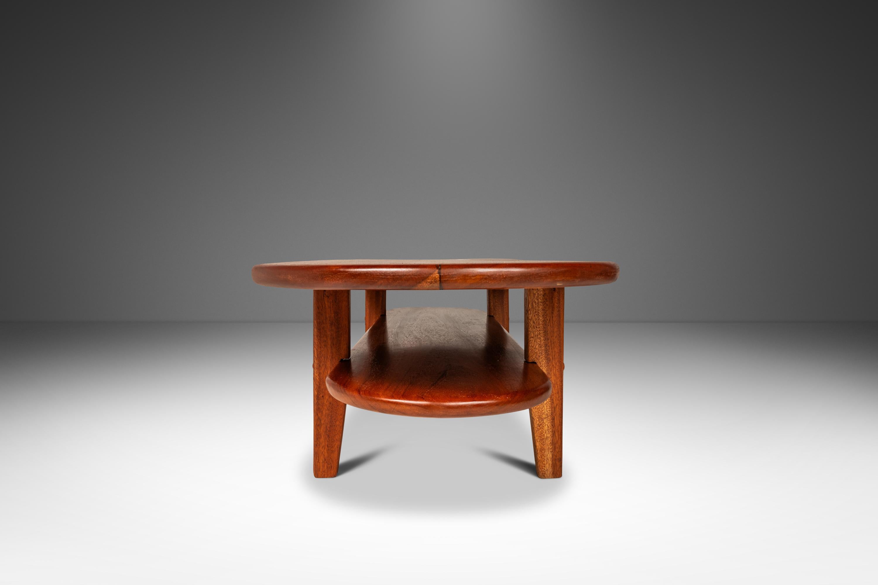 Table basse Art déco mi-siècle moderne en acajou, fabriquée sur mesure aux États-Unis, vers 1940 en vente 3