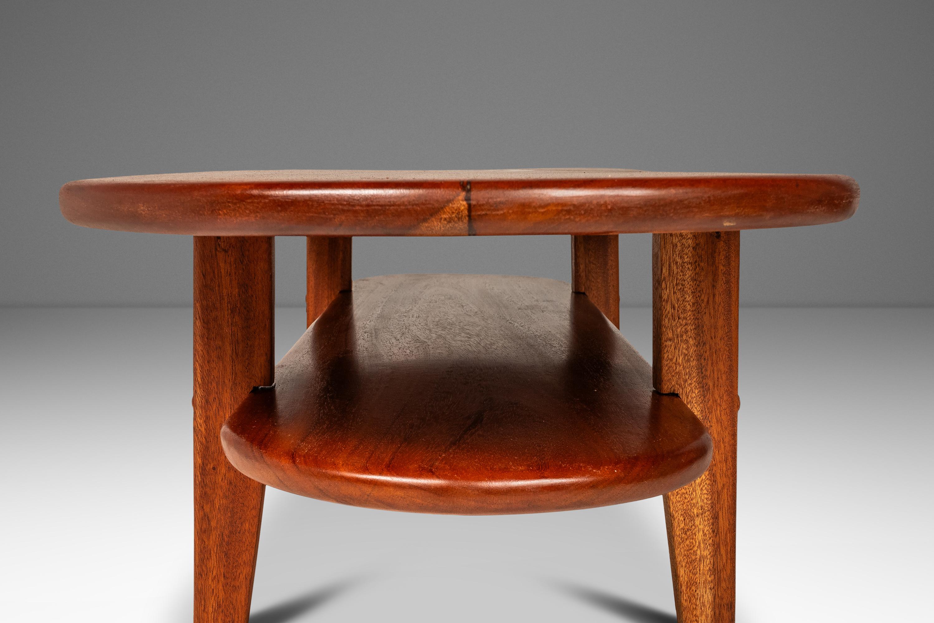 Table basse Art déco mi-siècle moderne en acajou, fabriquée sur mesure aux États-Unis, vers 1940 en vente 5