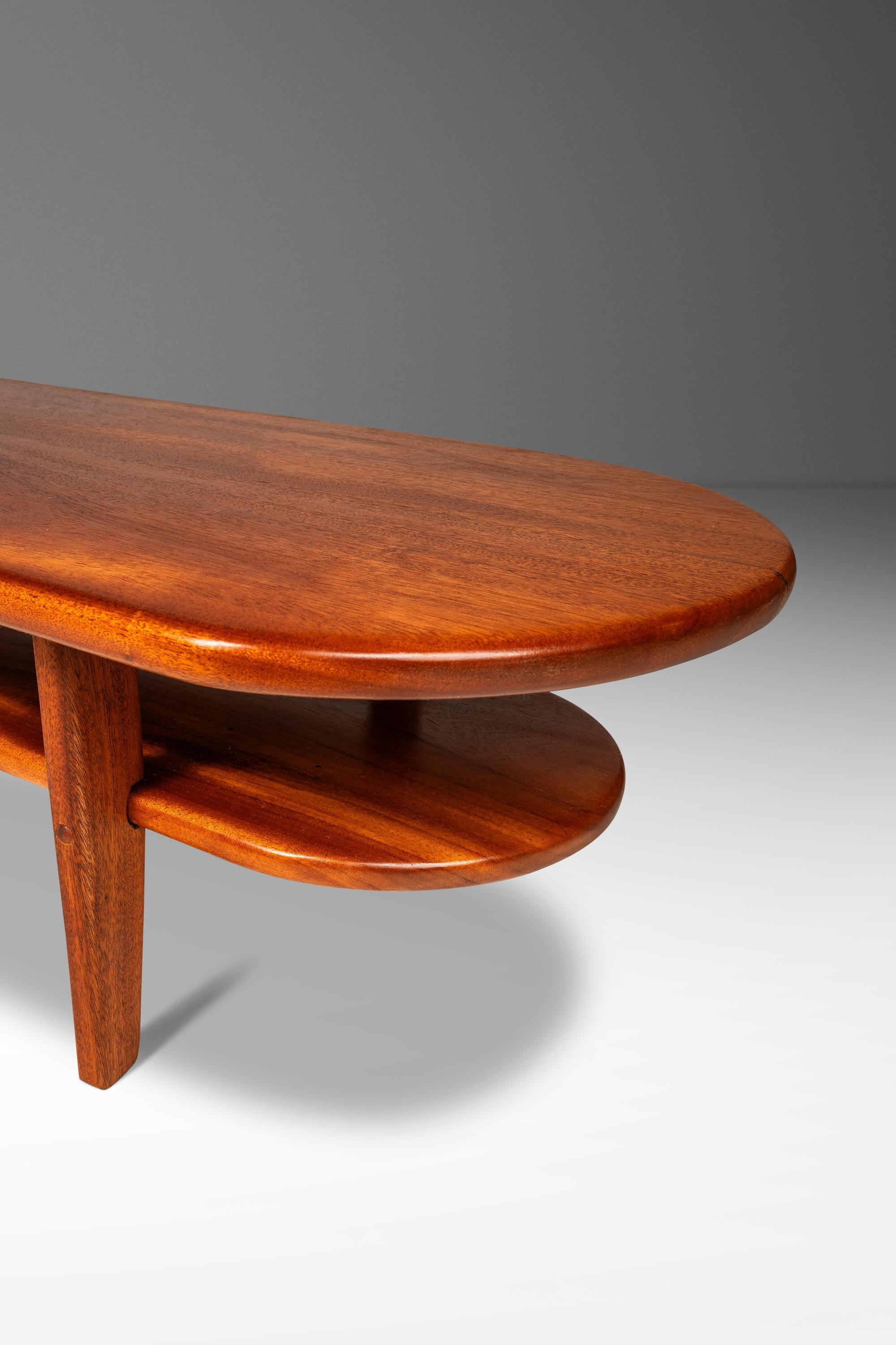 Table basse Art déco mi-siècle moderne en acajou, fabriquée sur mesure aux États-Unis, vers 1940 en vente 6