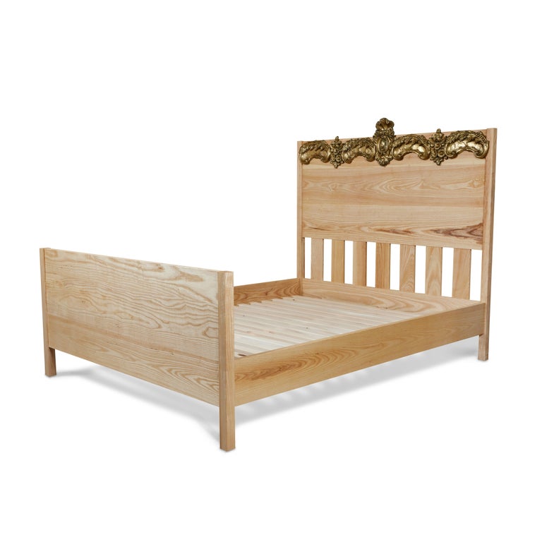 Custom Made Ash Wood Queen Bed For Sale at 1stDibs
