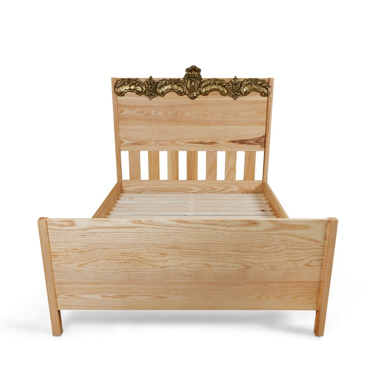Custom Made Ash Wood Queen Bed For Sale at 1stDibs